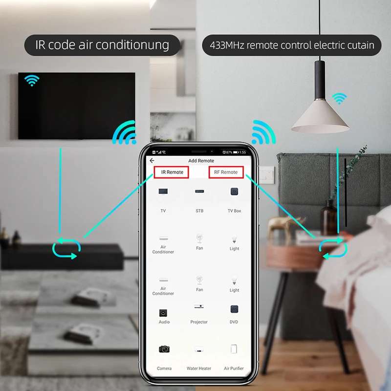 Tuya WIFI IR RF Universal Smart Remote for Air Conditioner TV Voice Control by Alexa Google Assistant Copy Controller | Электроника