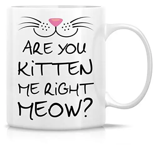 Забавная кружка с надписью Are You Kitten Me Rigth Meow Cat Lover керамическая кофейная 11 унций |