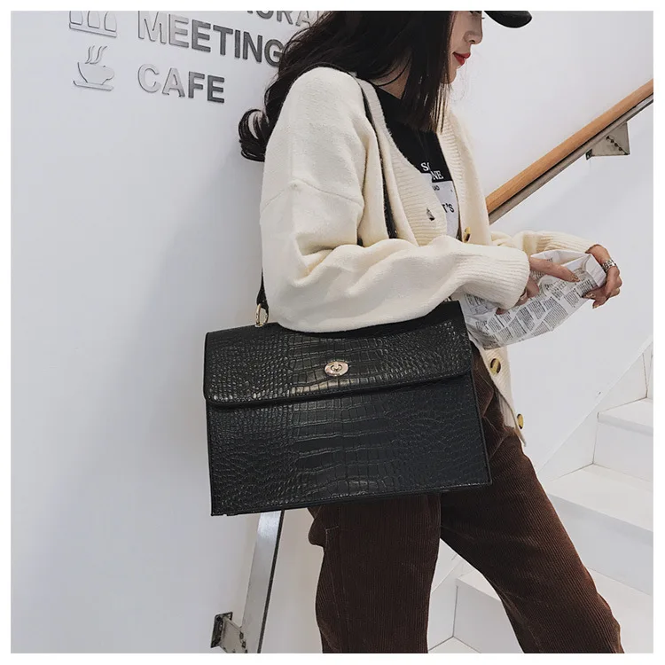 

PU Big Bag Female 2021 Designer New Texture Stone Pattern Shoulder Bag Fashion Messenger Bag Casual Portable Female Bag
