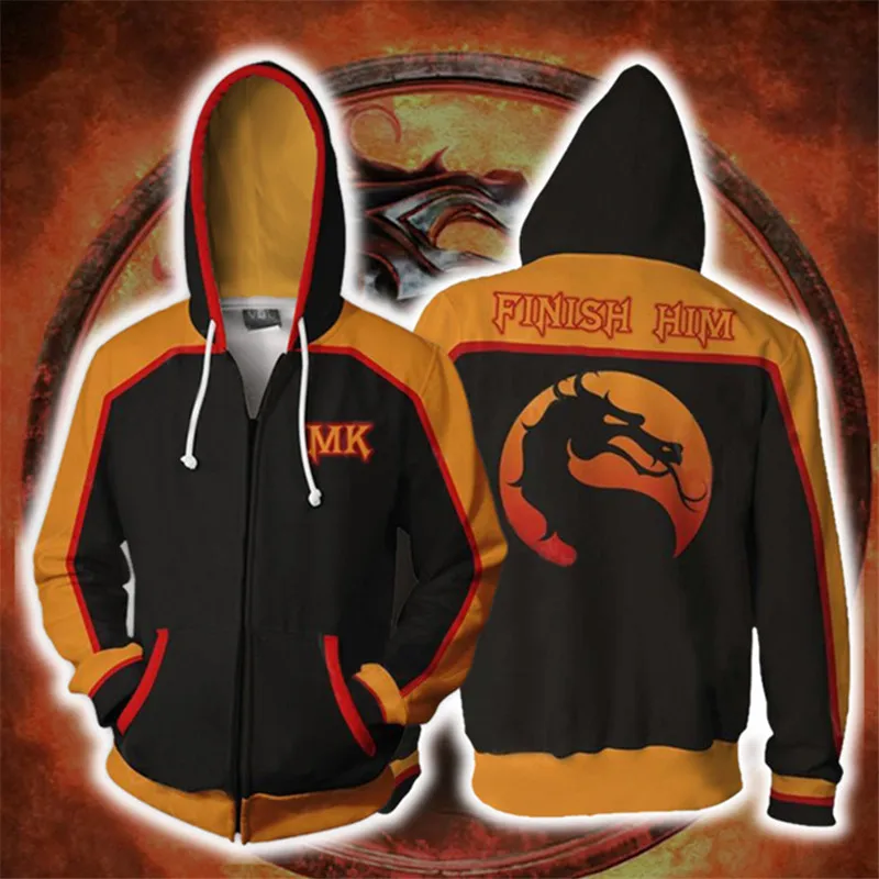 Костюм для косплея игры Mortal Kombat 11 Скорпион Толстовка Свитшот куртка Мужские