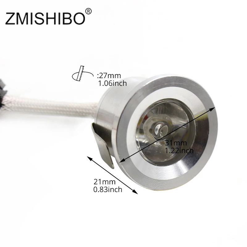 ZMISHIBO-Mini foco LED de luz descendente, lámpara de aluminio blanco cálido/frío, 100V-240V, 1 pulgada, 27mm, accesorios de iluminación para armarios
