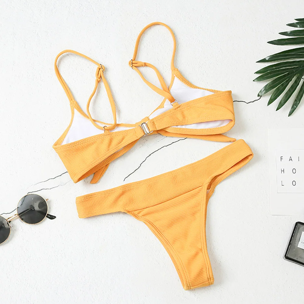 Комплект бикини с узлом Тонг сексуальный купальный костюм для женщин