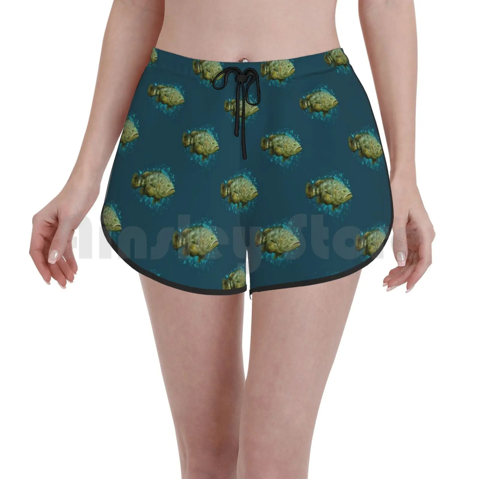 

" Goliath Grouper " By Amber Marine ~ Watercolor Painting , Art  2016 Swim Shorts Women Beach Shorts Goliath Grouper