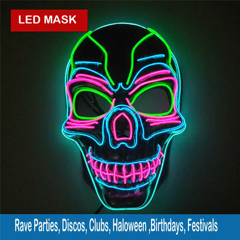 Хэллоуин маска светодиодный холодной светильник светящаяся светло страшная для