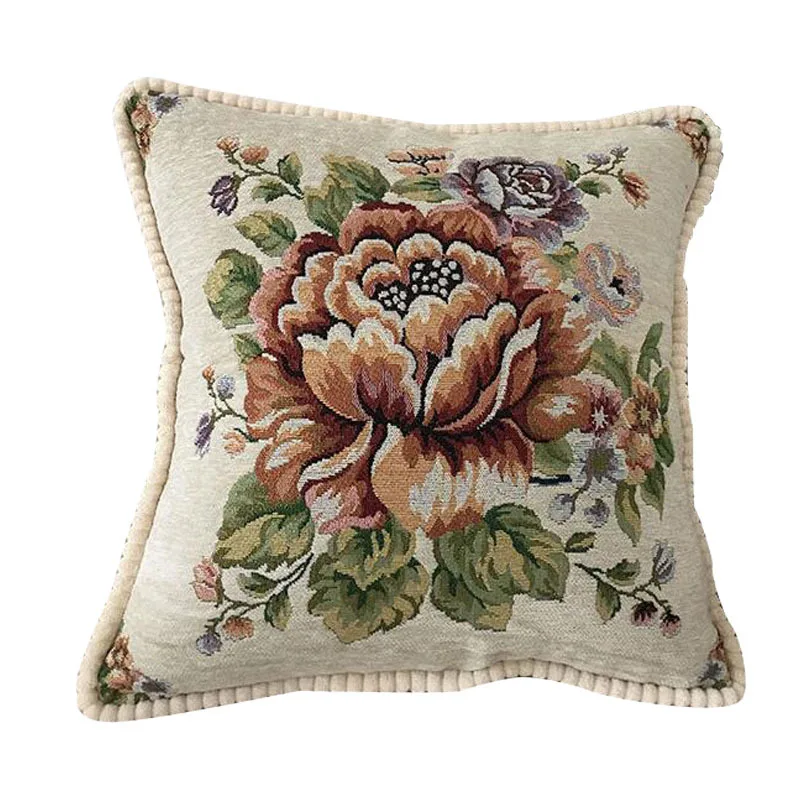 

Classic Floral Jacquard Pillow Cases Home Decor Chenille Fabric Soft Sofa Cushion Cover 48x48cm 58x58cm Pillow Covers Decorative