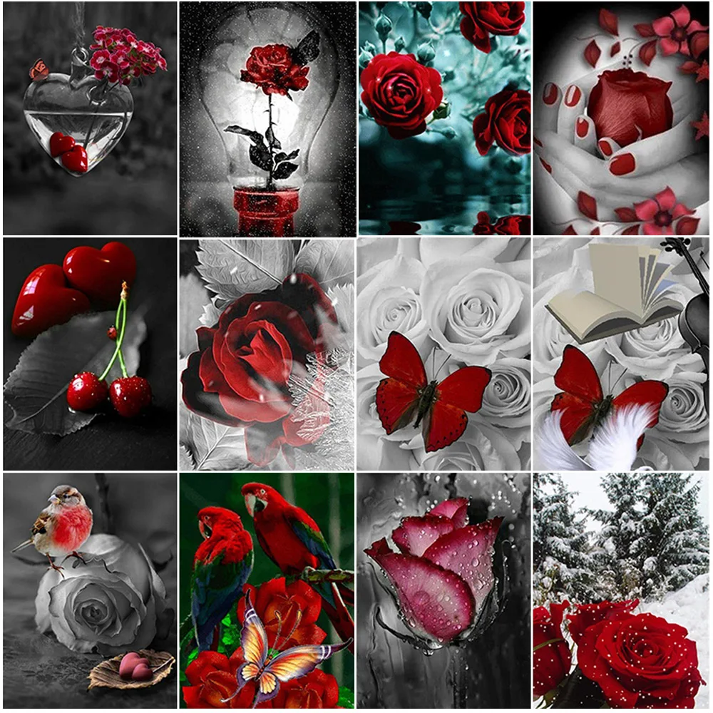 

5D Diy Diamond painting Full Drill Red Rose cross stitch Diamond Mosaic Rhinestones pictures Daimond painting Embroidery Flowers