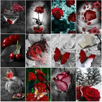 5d diy diamond painting full drill red rose cross stitch diamond mosaic rhinestones pictures daimond painting embroidery flowers