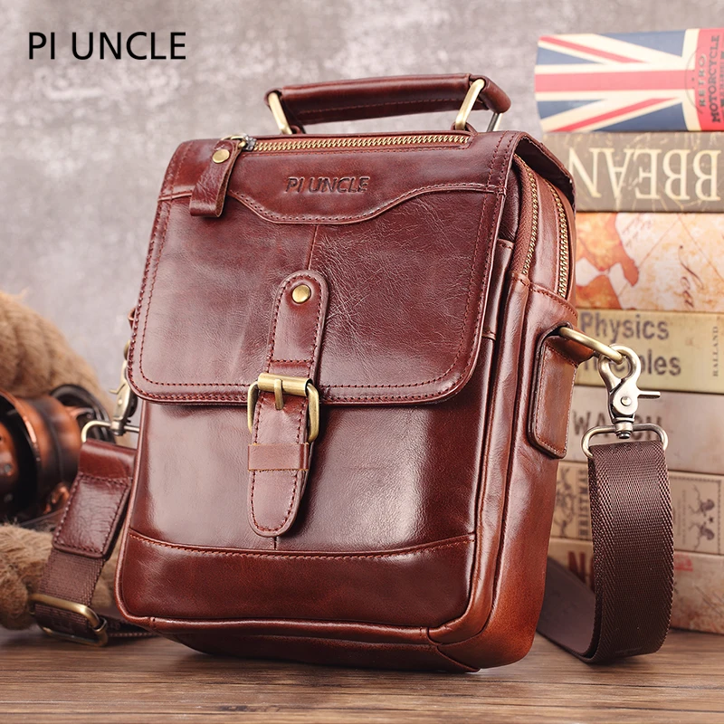 Мужская сумка мессенджер из натуральной кожи повседневная винтажная Сумка