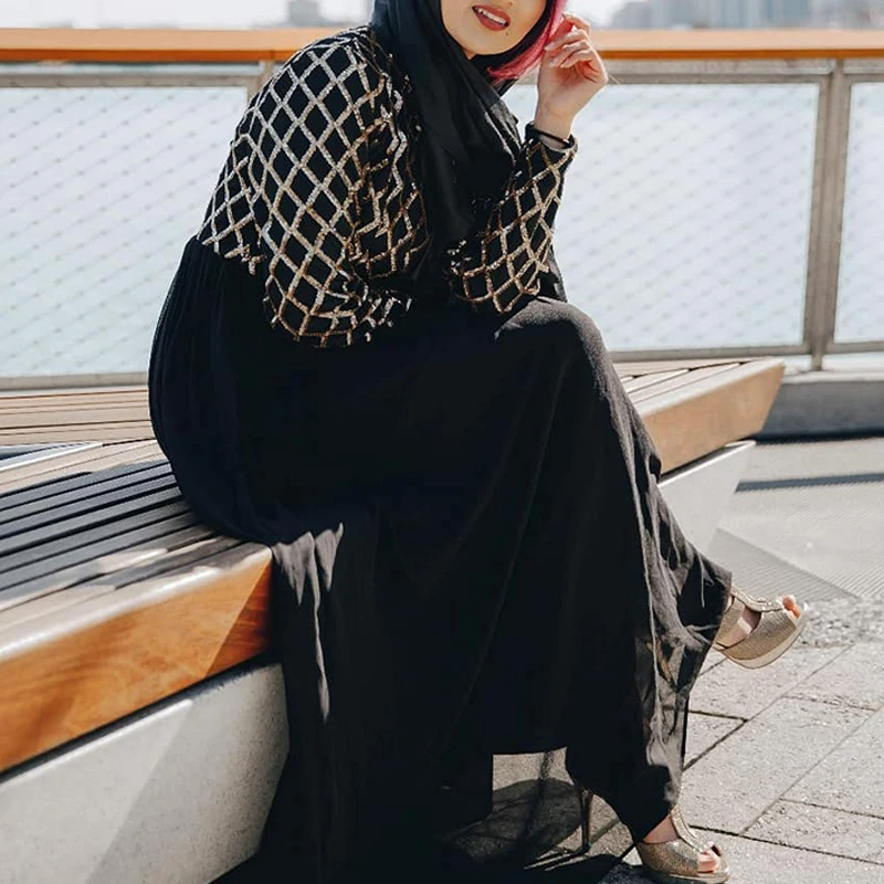 Мусульманское платье с блестками Abaya Дубай турецкий хиджаб Абая для женщин