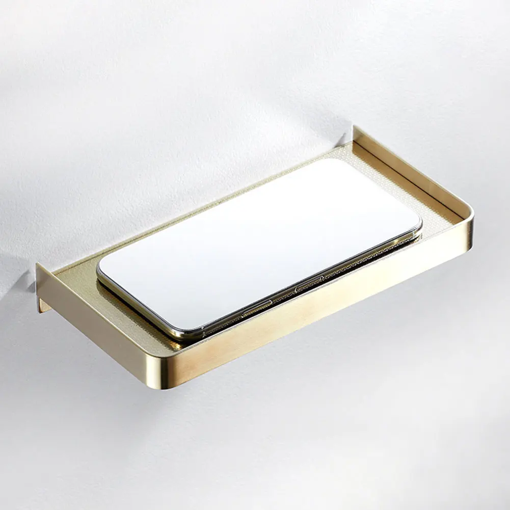 Полка для туалетной комнаты телефона шампуня ванной настенная черная щетка