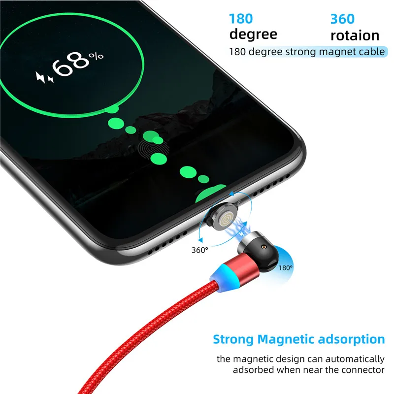 USLION Magnetic Cable usb 3A Fast Charging Type C Magnet Charge Micro For iPhone 8 7 6 XS XR X Plus Samsung Xiaomi usb c Cable