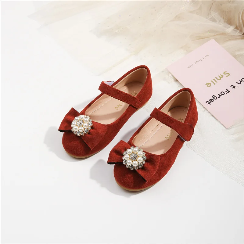 

Girls Single Shoes Children's Pearl Flower Princess Shoes Kids Soft Soled Comfortable Flat Casual Shoes Spring Autumn New G506