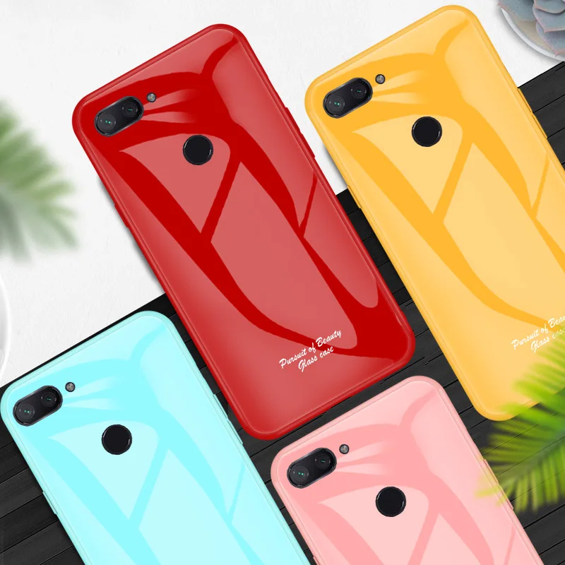 Для Xiaomi Mi 8 Lite чехол из закаленного стекла Модный тонкий для задней панели