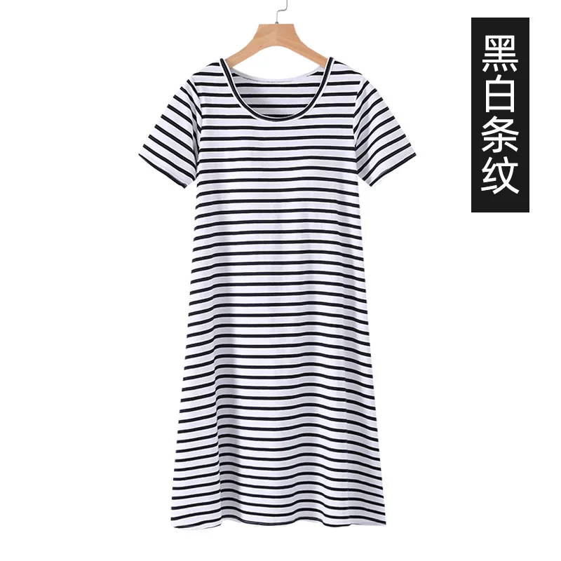 Fdfklak M-3XL Casual Striped Nightgowns For Women New Short Sleeve Modal Night Dress Summer Female Nightshirt 2022 Home Clothes