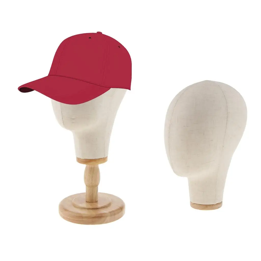 

2pcs Canvas Block Mannequin Head Wigs Hats Display Model W/ Detachable Stand