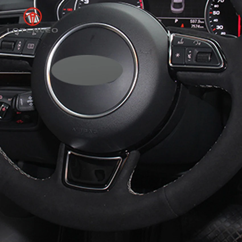 LQTENLEO черная замша ручная строчка для Audi A1 A3 A4 2015 2016 A7 2012 2018 S7 2013 RS7 2014 2015|steering wheel