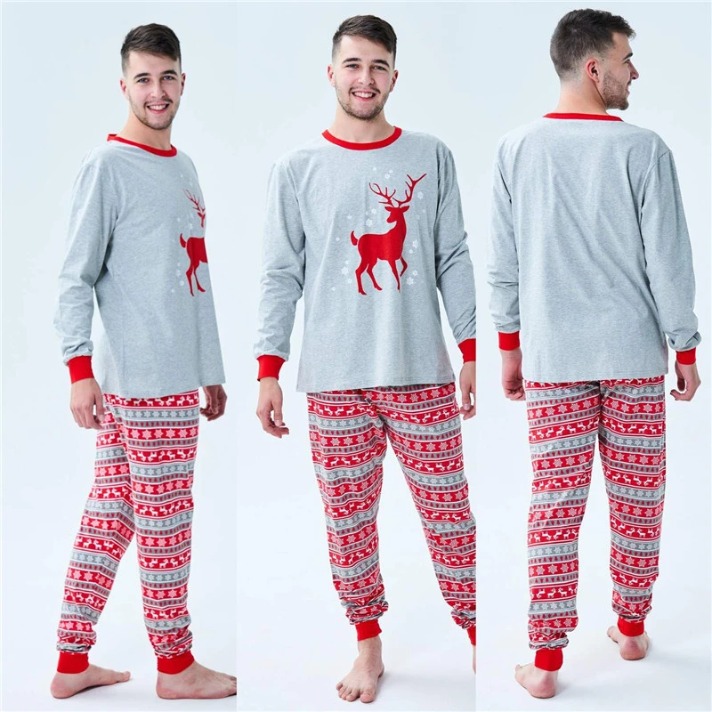 Family Matching Christmas Pajamas Clothes Set Xmas Adult Kids Cute Nightwear Pjs Cartoon Deer Print Sleepwear Outfits | Мать и ребенок