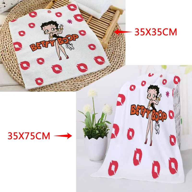 Новое поступление на заказ Betty Boop полотенце для лица с рисунком из микрофибры квадратные прямоугольные полотенца Размер 35x35 см 35x75 см