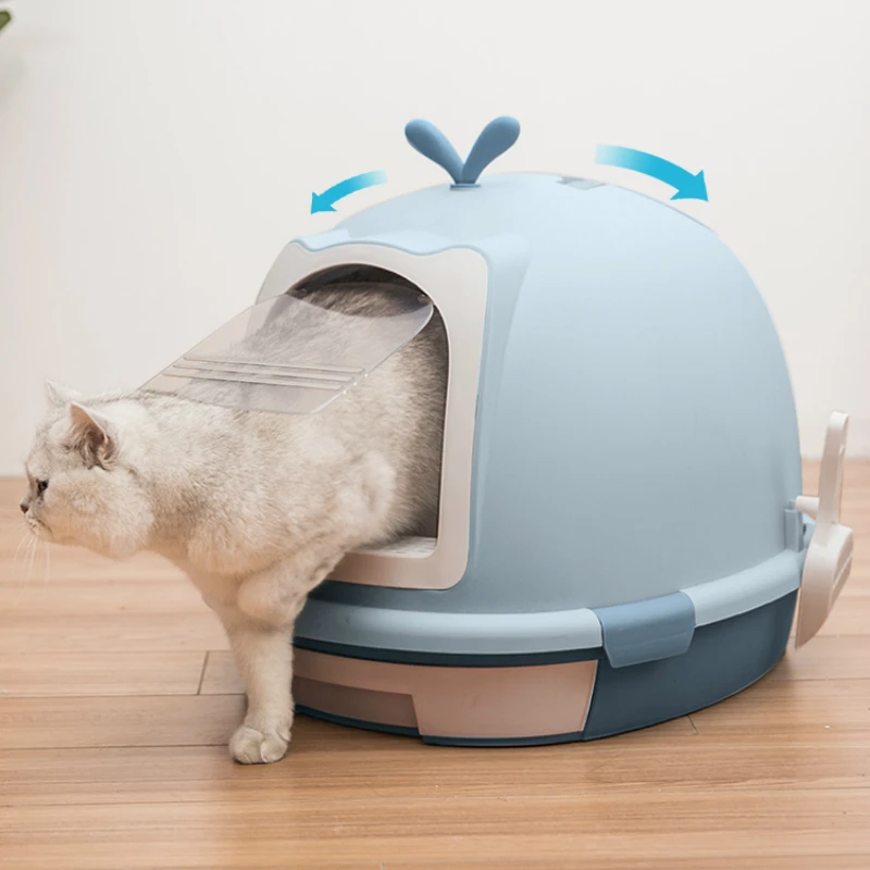 Пластиковый унитаз для кошек полностью закрытый ящик очень большой антибликовый