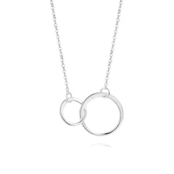 

Jewelry Fashion Personality Simple Smooth Copper-plated Bright Silver Double Circle Double Ring Necklace Set Chain N691