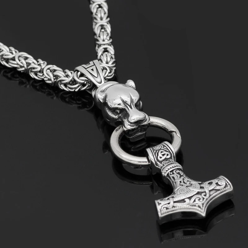

Retro wolf head pendant necklace men 210325-12