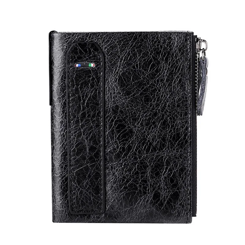 Black Wallet Высокое качество, мужские кошельки из натуральной кожи, модные, новые, из воловьей кожи, RFID, ID, держатель для карт, для мальчиков, держатель для кредитных карт, s Carteira Masculina, мужской - Цвет: Black Wallet