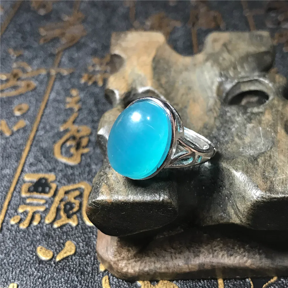 

Кольцо из натурального зеленого амазонита, 15 х12 мм