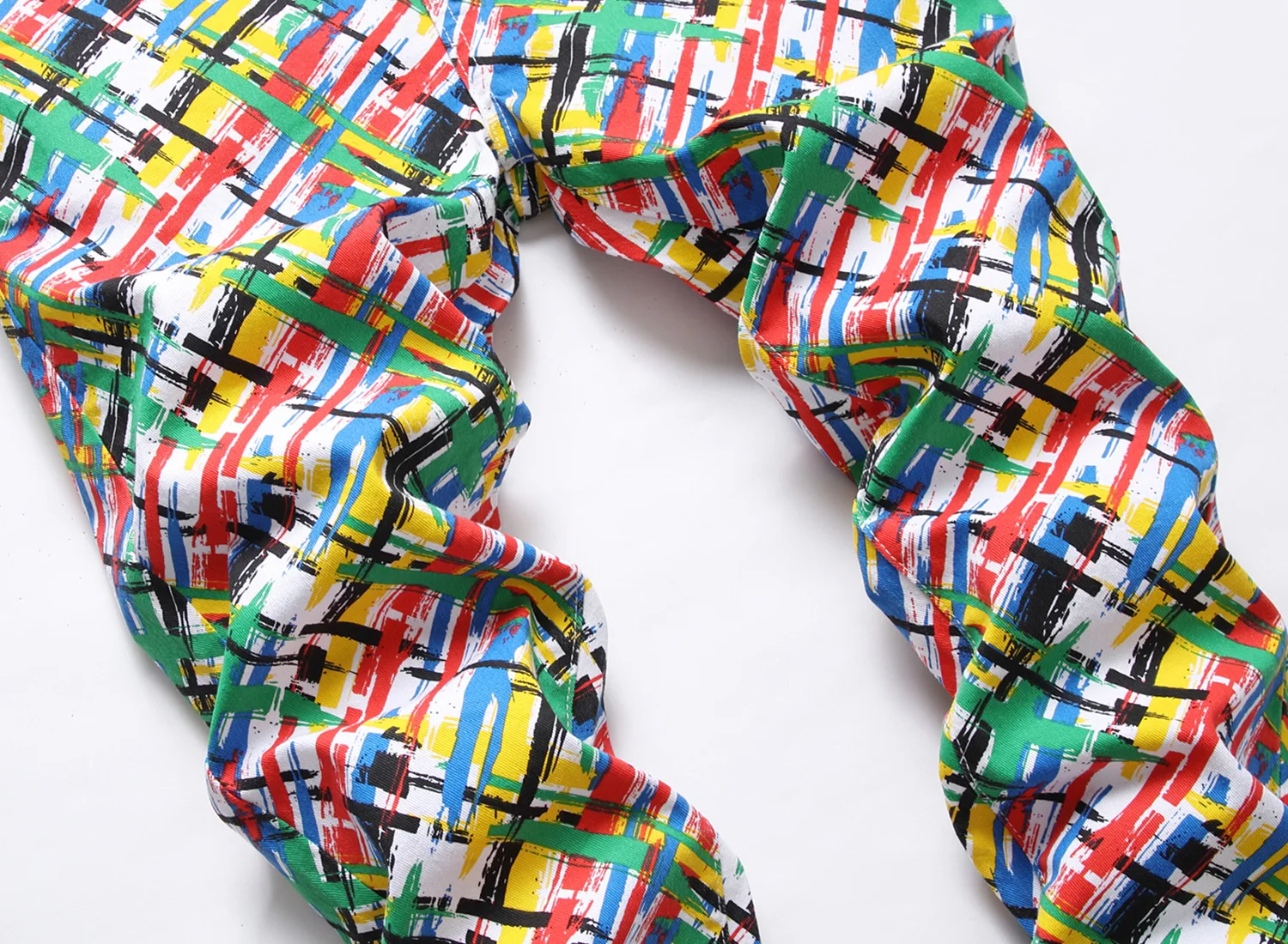 Men's Spring Fashion 3D Graffiti Printed Jeans Hip Hop Streetwear Cotton Denim Pants Slim Fit Male Casual Straight Trousers