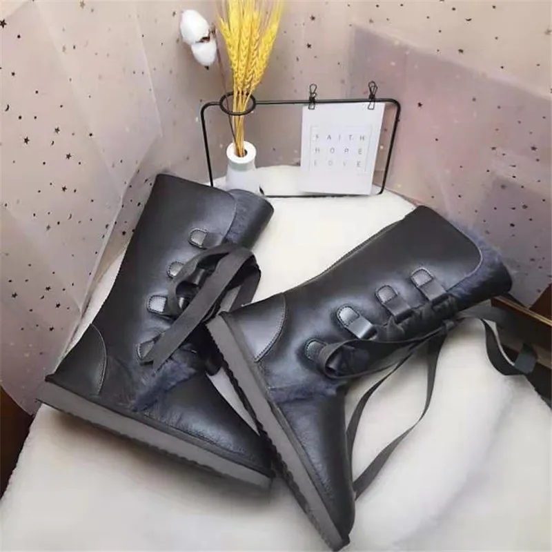 Женские ботинки на шнуровке зимние брендовые из натуральной овечьей шерсти 2021