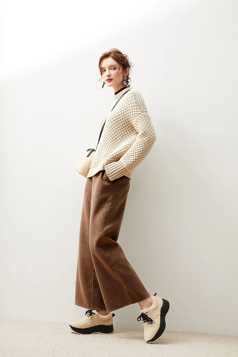 Женский вязаный свитер из 100% кашемира кремового цвета Осень-зима 2019 | Женская