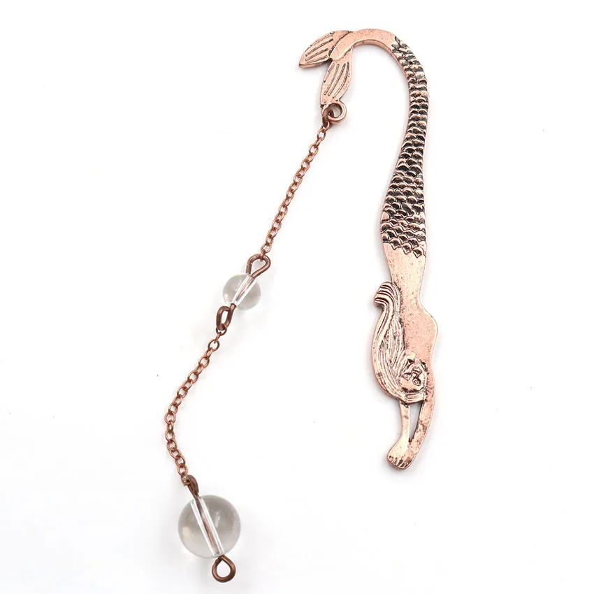 FYJS Unique Copper Mermaid Link Chain Amethysts Round Beads Bookmark Pendant Red Agates Jewelry | Украшения и аксессуары