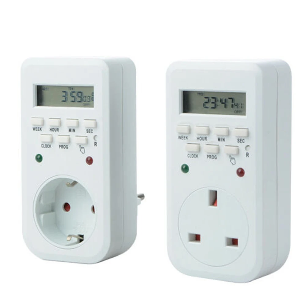 Великобритания/ЕС вилка ЖК цифровой таймер розетка 7 дней программируемый