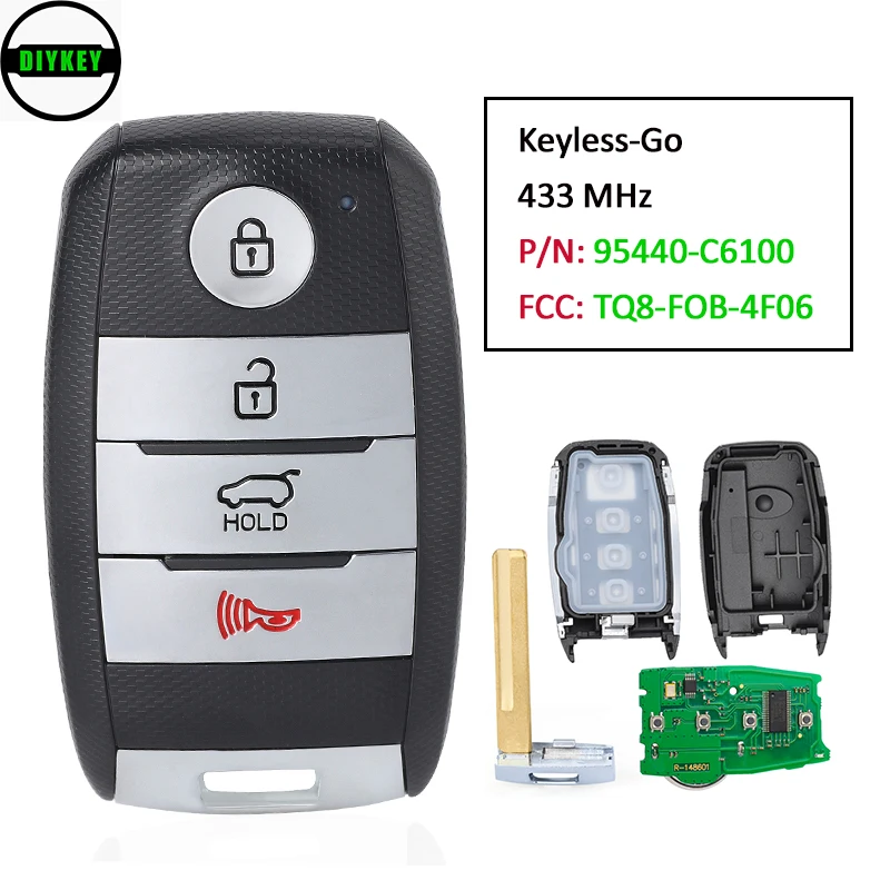 

DIYKEY for Kia Sorento 2019 2020 Smart Keyless Remote Key Fob 433MHz ID47 Chip P/N: 95440-C6100 FCC ID: TQ8-FOB-4F06