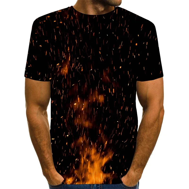 Футболка с 3D-принтом пламени для мужчин и женщин топ графическим рисунком огня