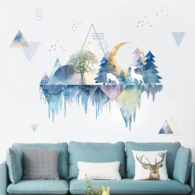 

Creative Landscape Painting Vinyl Wall Stickers Living Room Decor TV Sofa Background Stickers Home Decoration Bedroom Wallpaper