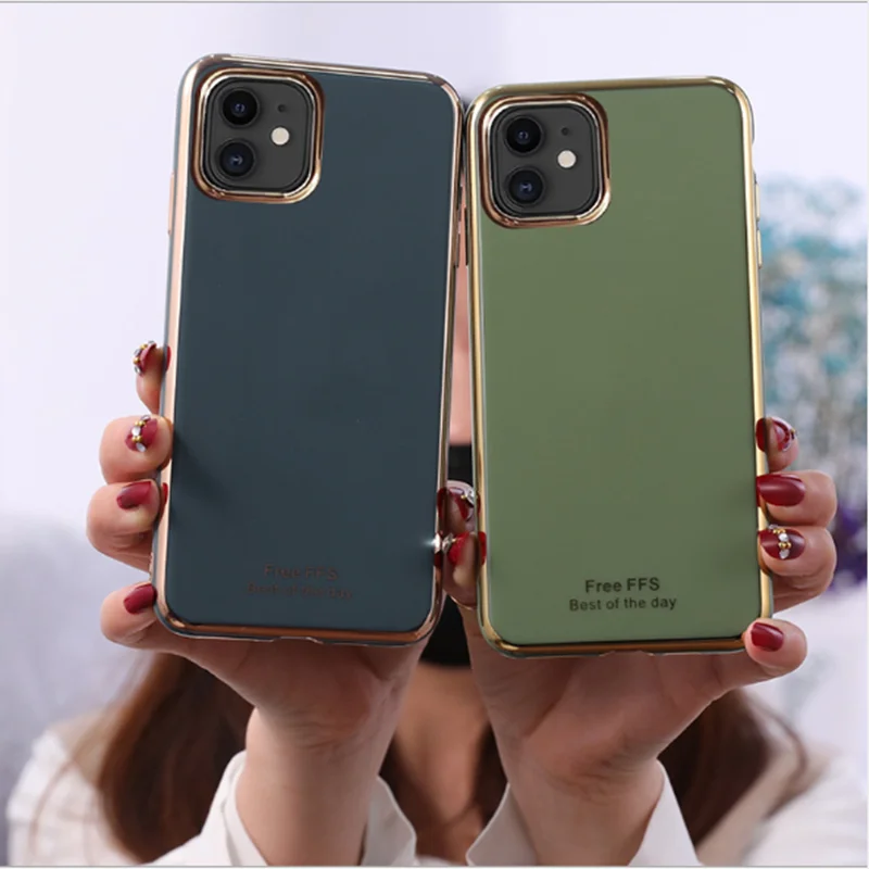 Чехол для iPhone 11 Pro Max SE 2020 X XS MAX XR 6D Гальванизированный золотой чехол с резьбой 6 6s 7 8