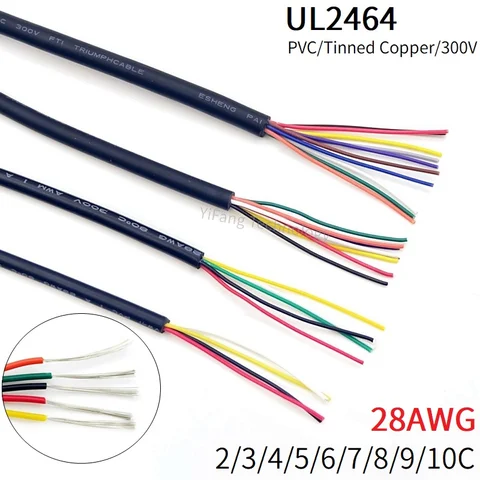 Медный изолированный кабель 28AWG 2-10 жил 1 метр