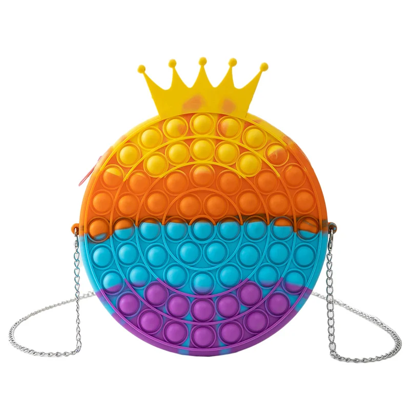 

Women Bags Girl Queen Soft Silicone ShoulderBags Fidget Toys Kids Stress Relief Push Bubble Squeeze Toy Storage Bag Antistress