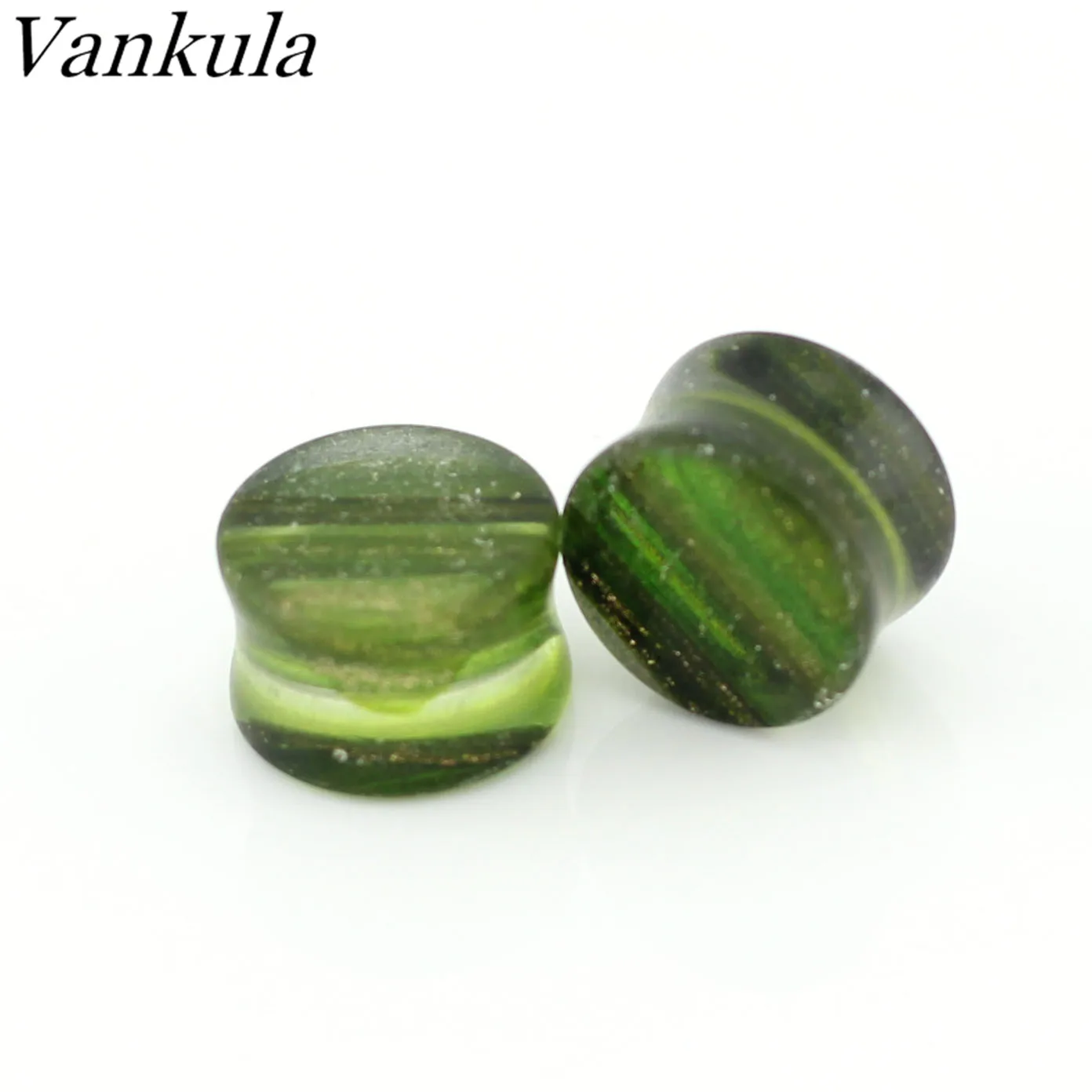 Vankula 2 шт натуральные Каменные Туннели для ушей зеленый стеклянный шелк ювелирные