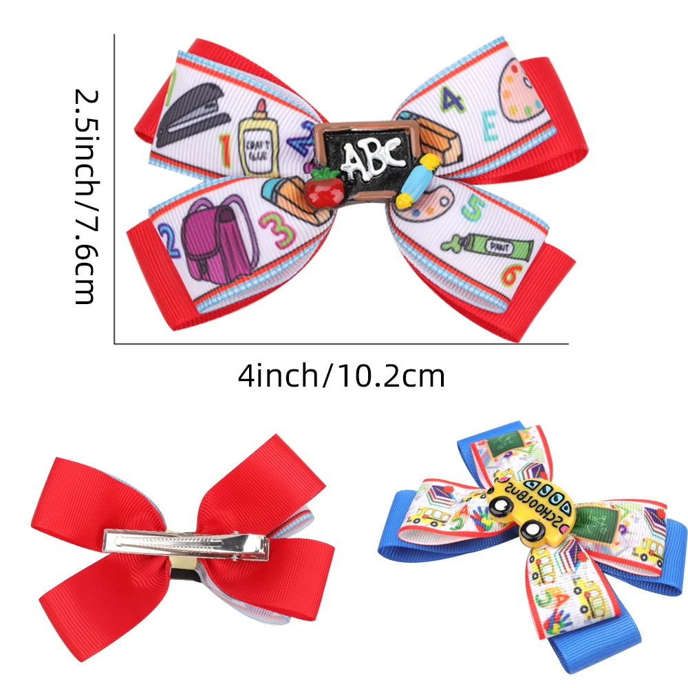 

New Baby Sequins Bow-knot Hair Clips Pins Cute Colorful Hairpins Back to School Letter Pencil Apple Barrettes Hairclip for Girls