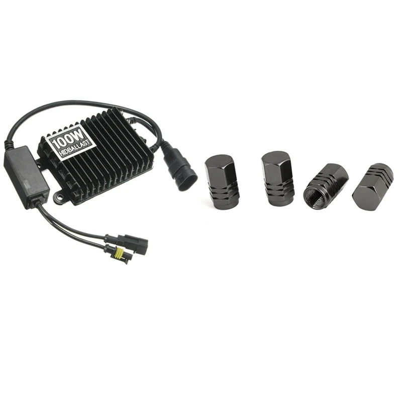 

4Pcs Dark Gray Hexagon Shaped Rim Car Valve Plug With 12V Slim 100W Hid Ballast Xenon Light Ballast Start Ultrathin