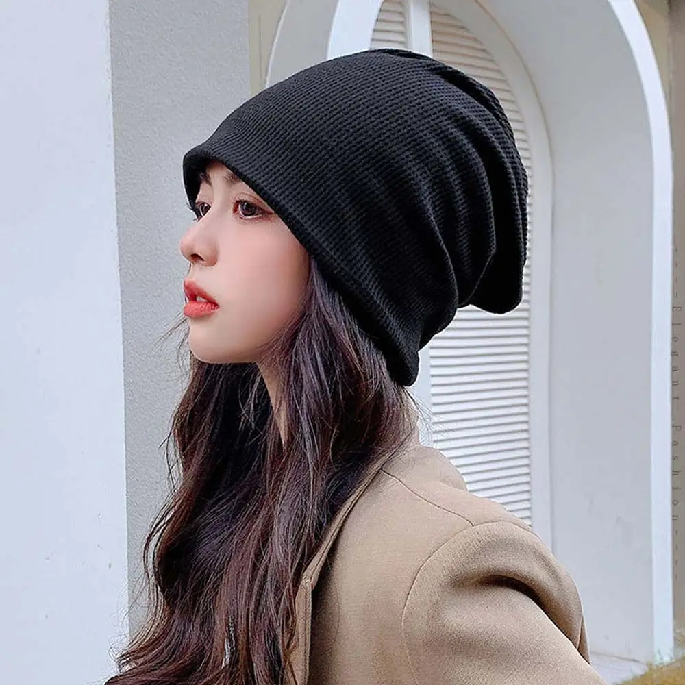 

Autumn And Winter Women Thin Caps Simple Solid Rolled Hem Blends Soft Knit Hat Beanies Wool Spring Warm Skullies Caps