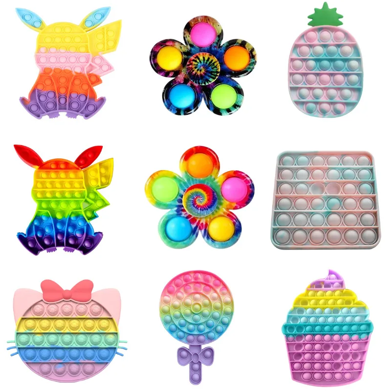 

Rainbow Bubble Pops Fidget Kids Toy Sensory Autisim Special Need Its Anti-stress Stress Relief Squishy Fidget Toy Random Color