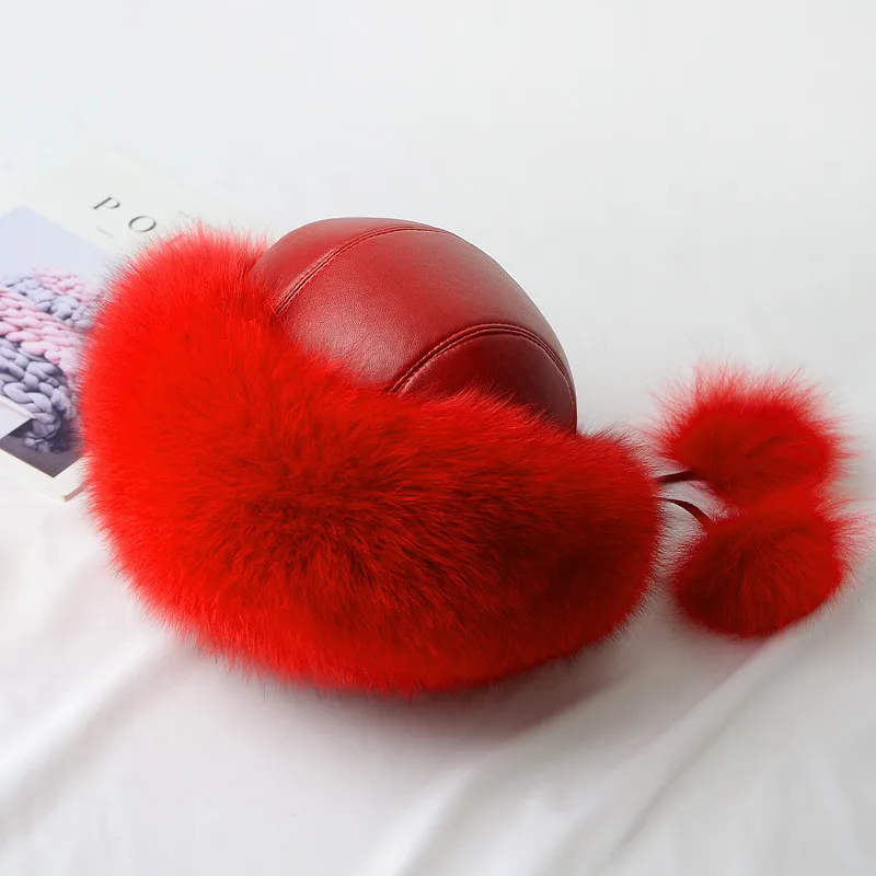 Лидер продаж шапка принцессы из меха русской лисы натурального Лисьего женская