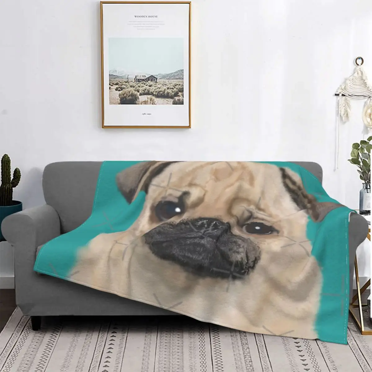 

Manta de Pug para cama, edredones a cuadros, manta de forro polar, textil de lujo para el доме