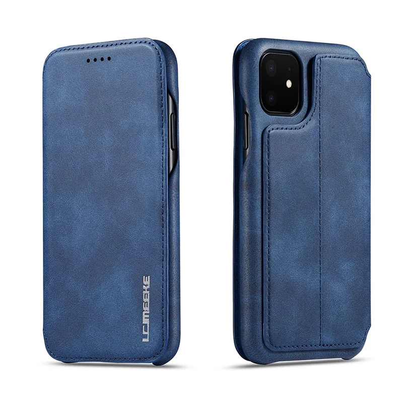 Чехол для iphone 11, флип-чехол для iphone 11 Pro 11 Max 5,8 6,1 6,5 XS XR X 6 7 8 plus, Магнитный флип-чехол с подставкой и отделением для карт - Цвет: Синий
