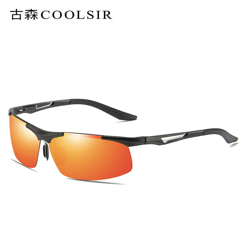 

Мужские поляризованные солнцезащитные очки в полуоправе из алюминиево-магниевого сплава, спортивные солнцезащитные очки с цветной пленко...