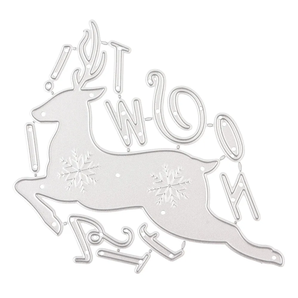 Naifumodo металлические резные штампы оленя рождественские скрапбукинг надпись