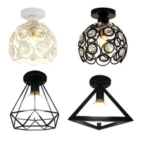 e27 ceiling light fixture vintage loft black iron cage led ceiling lamp nordic metal light for kitchen bedroom balcony 9 styles