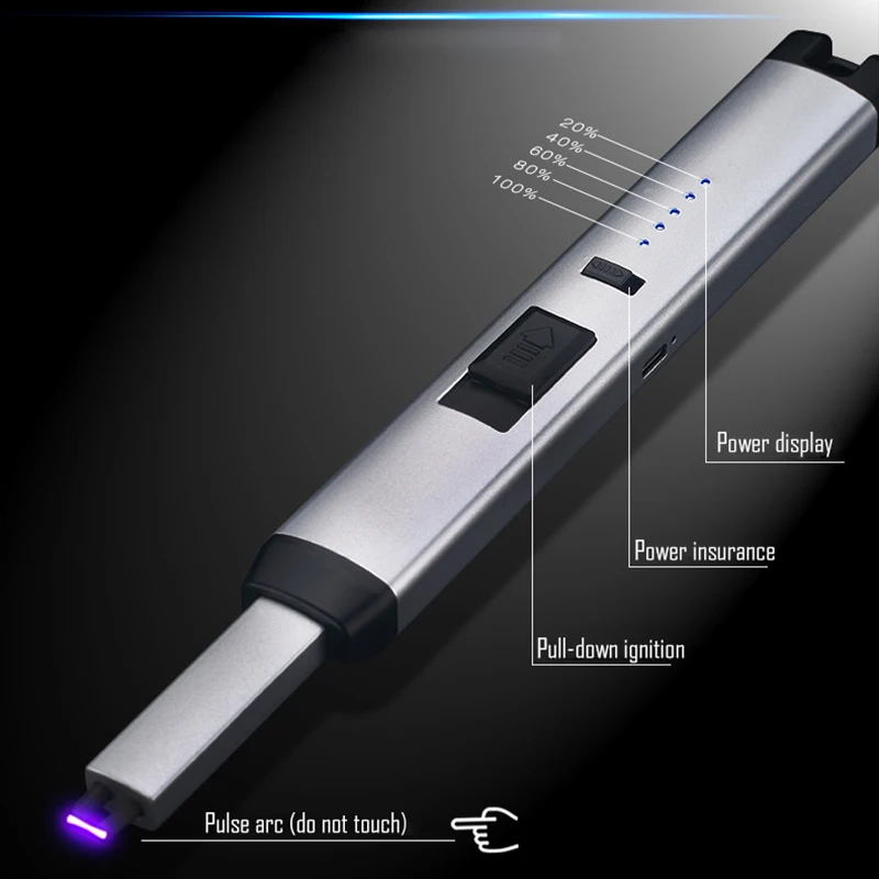USB перезаряжаемые ветрозащитные, импульсные портативные электронные дуговые зажигалки для кухонных свечей кемпинга